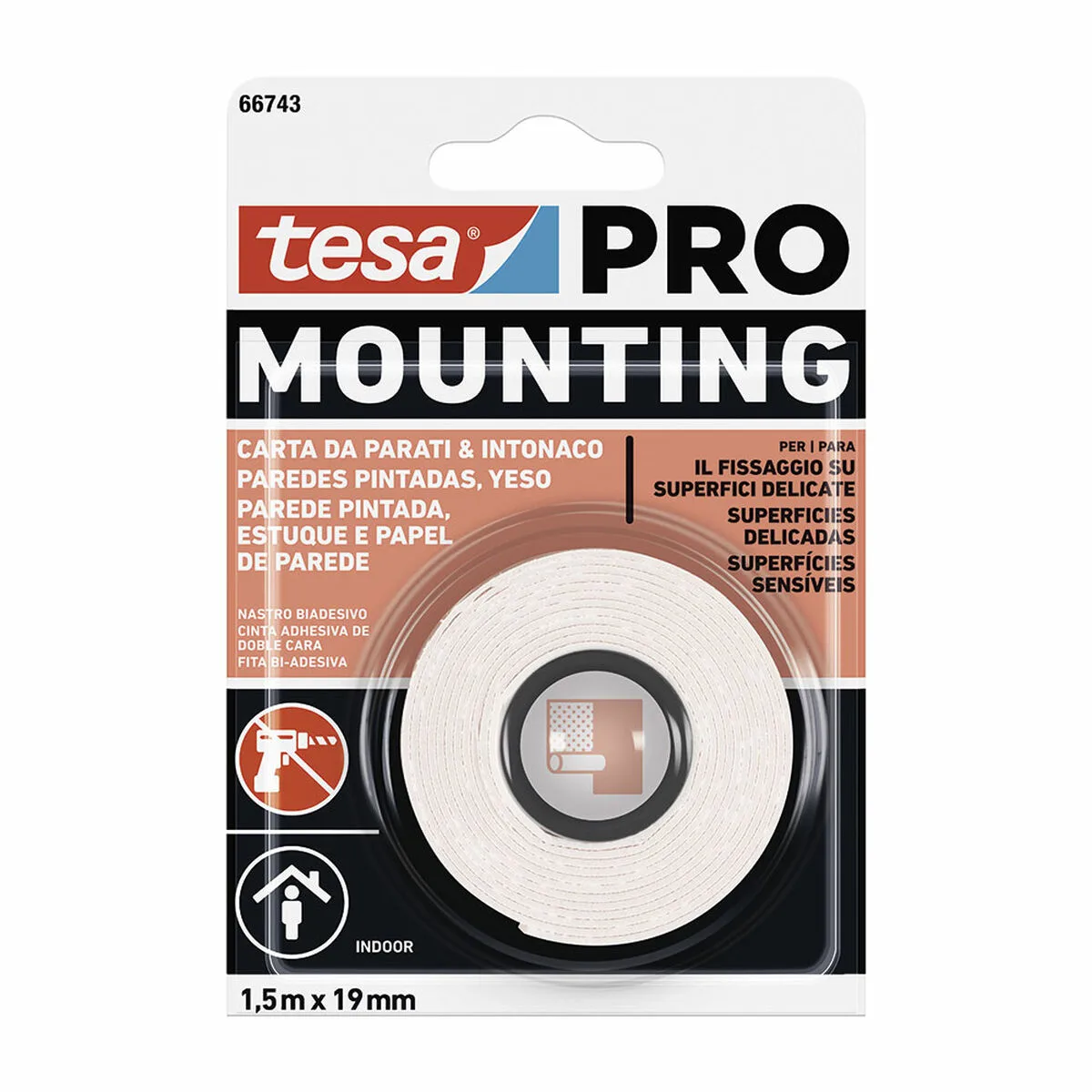 CINTA ADHESIVA TESA MOUNTING PRO DOBLE CARA 19 MM X 5 M