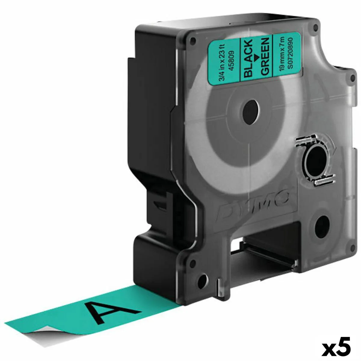 CINTA LAMINADA PARA ROTULADORAS DYMO D1 45809 LABELMANAGER™ NEGRO VERDE (5 UNIDADES)