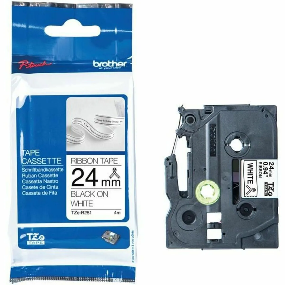 CINTA MATRICIAL ORIGINAL BROTHER TZE-R251 BLANCO NEGRO NEGRO/BLANCO (1 UNIDAD)
