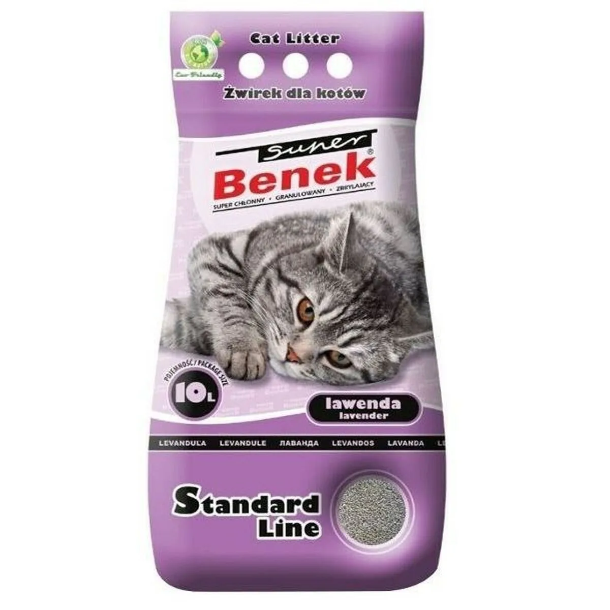 ARENA PARA GATOS SUPER BENEK STANDARD GRIS LAVANDA 10 L