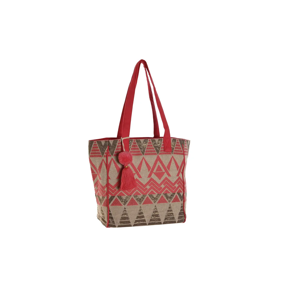 BOLSO DE HOMBRO HOME ESPRIT BEIGE FUCSIA 31 X 16 X 66 CM