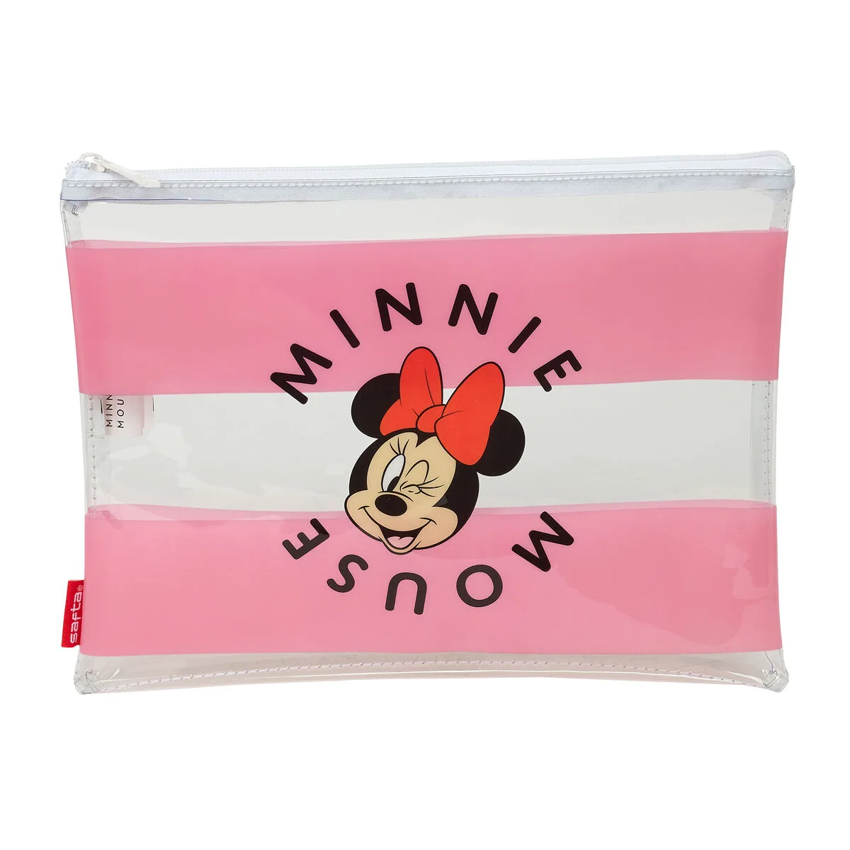 BOLSA IMPERMEABLE MINNIE MOUSE BEACH ROSA TRANSPARENTE