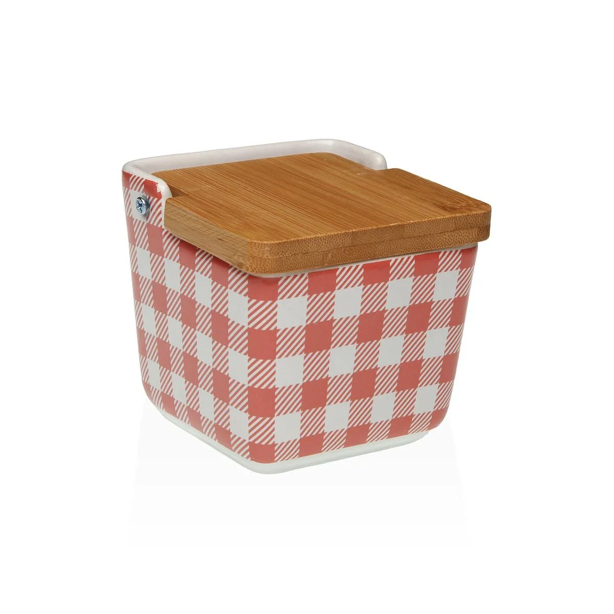 SALERO CON TAPA VERSA VICHY  CERÁMICA 8,8 X 8,5 X 8,8 CM