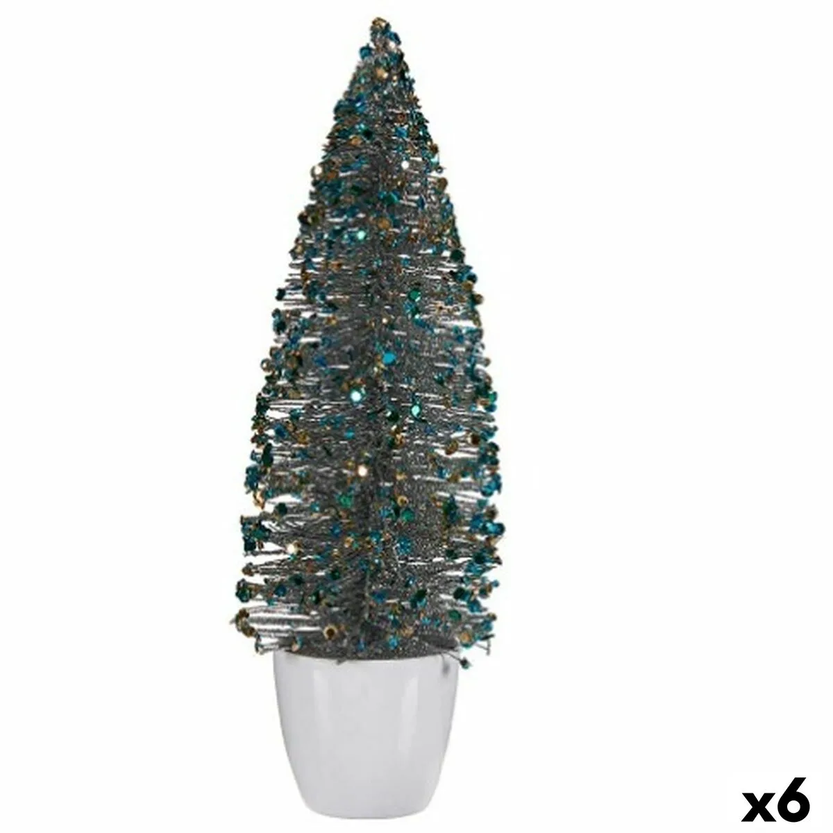 ÁRBOL DE NAVIDAD KRIST+ 2402/13-2-6 AZUL DORADO PLÁSTICO ÁRBOL DE NAVIDAD 10 X 33 X 10 CM (6 UNIDADES)
