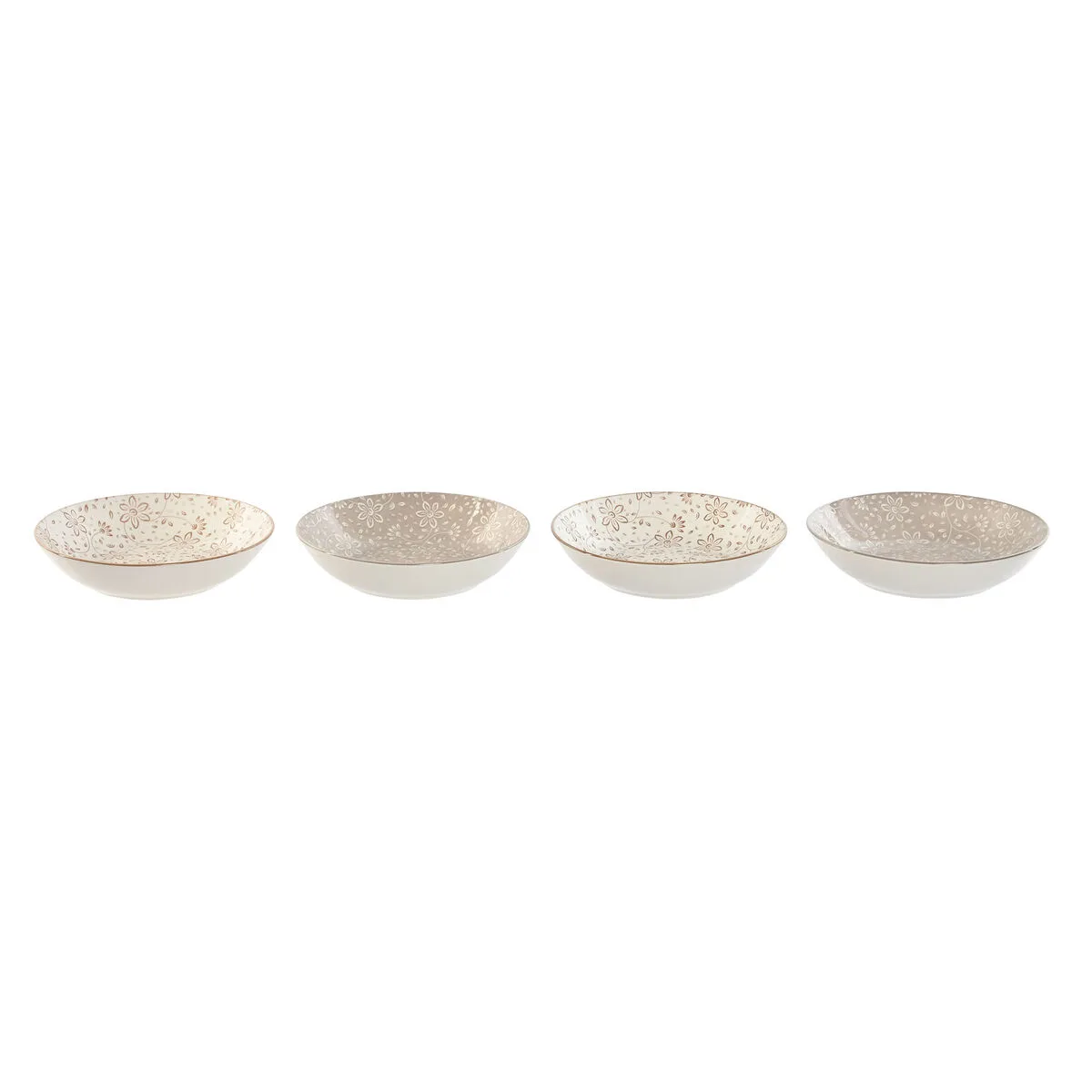 SET DE PLATOS HOME ESPRIT MARRÓN BEIGE PORCELANA 20 X 20 X 4 CM
