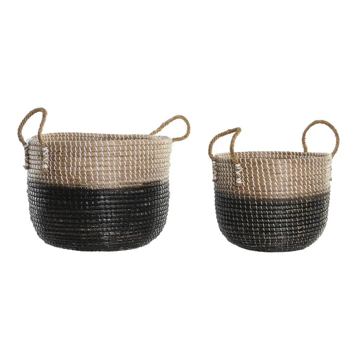 JUEGO DE CESTAS DKD HOME DECOR NATURAL GRIS HIERBA MARINA (41 X 25 X 42 CM) (2 PIEZAS)