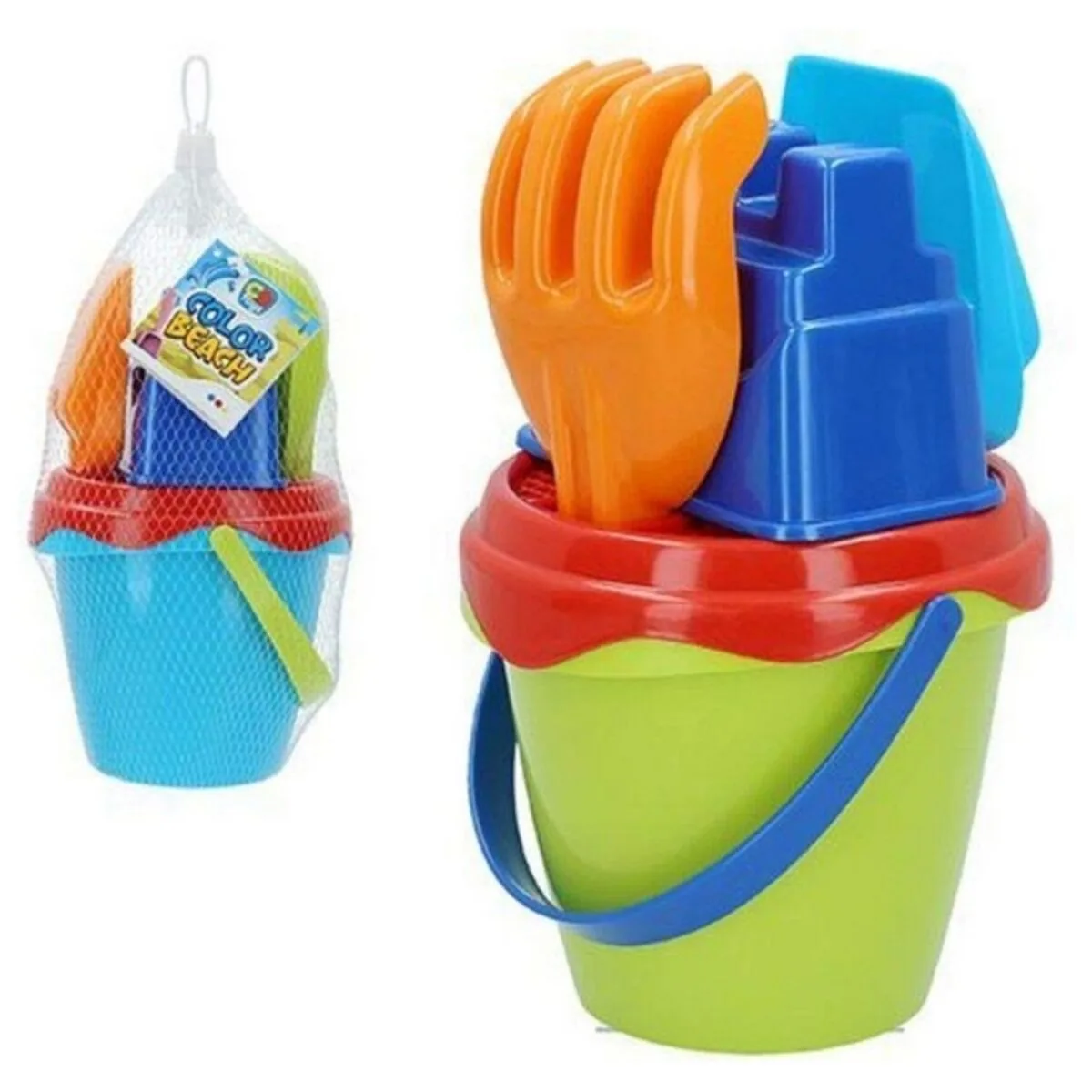 SET DE JUGUETES DE PLAYA COLORBABY CUBO DE PLAYA (5 PCS)