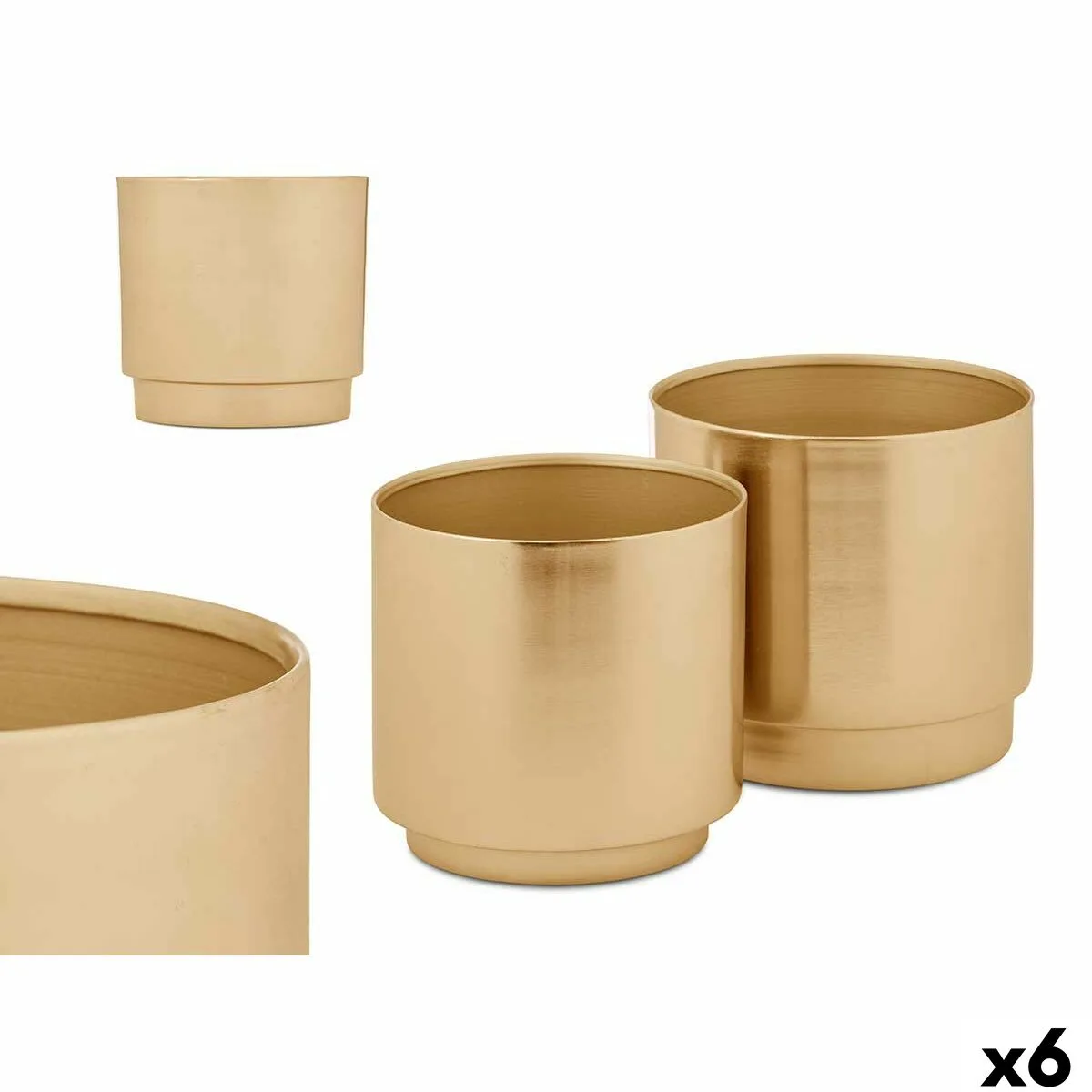 SET DE MACETAS 40055-G DORADO HIERRO 18 X 16,5 X 18 CM 16 X 15,5 X 16 CM (6 UNIDADES)