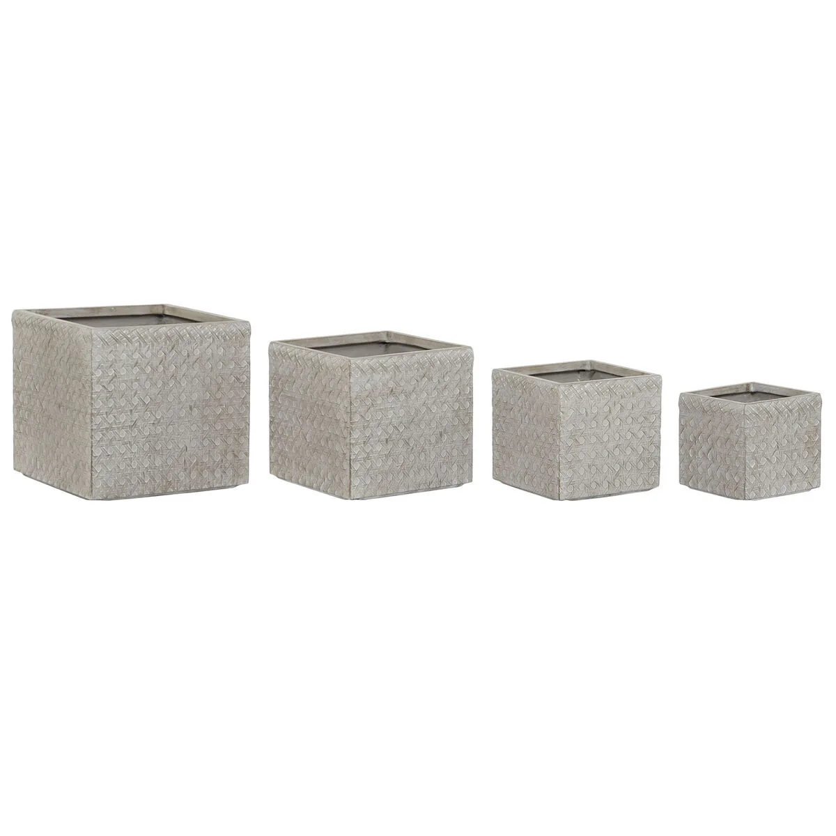 SET DE MACETEROS HOME ESPRIT BEIGE FIBRA DE VIDRIO MAGNESIO 44,5 X 44,5 X 42,5 CM (4 UNIDADES)