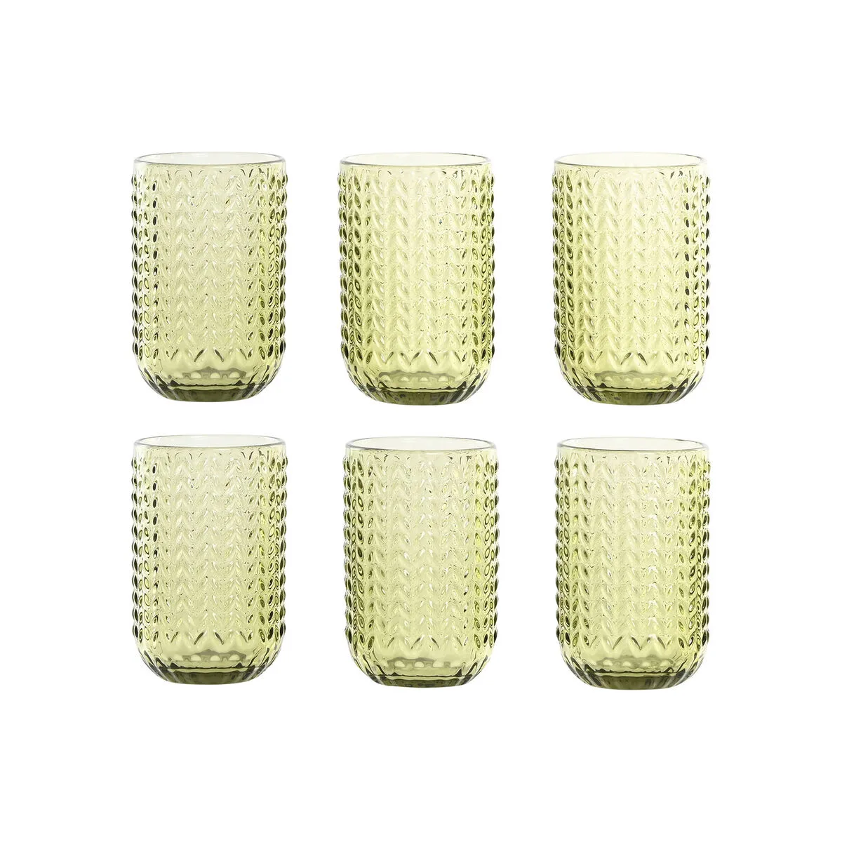 SET DE VASOS HOME ESPRIT VERDE CRISTAL CON RELIEVE 420 ML (6 UNIDADES)