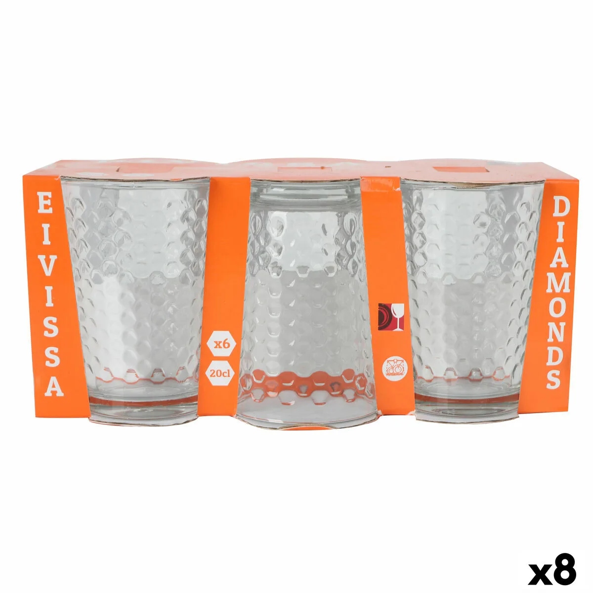 SET DE VASOS LA MEDITERRÁNEA DIAMONDS 6 PIEZAS (8 UNIDADES)