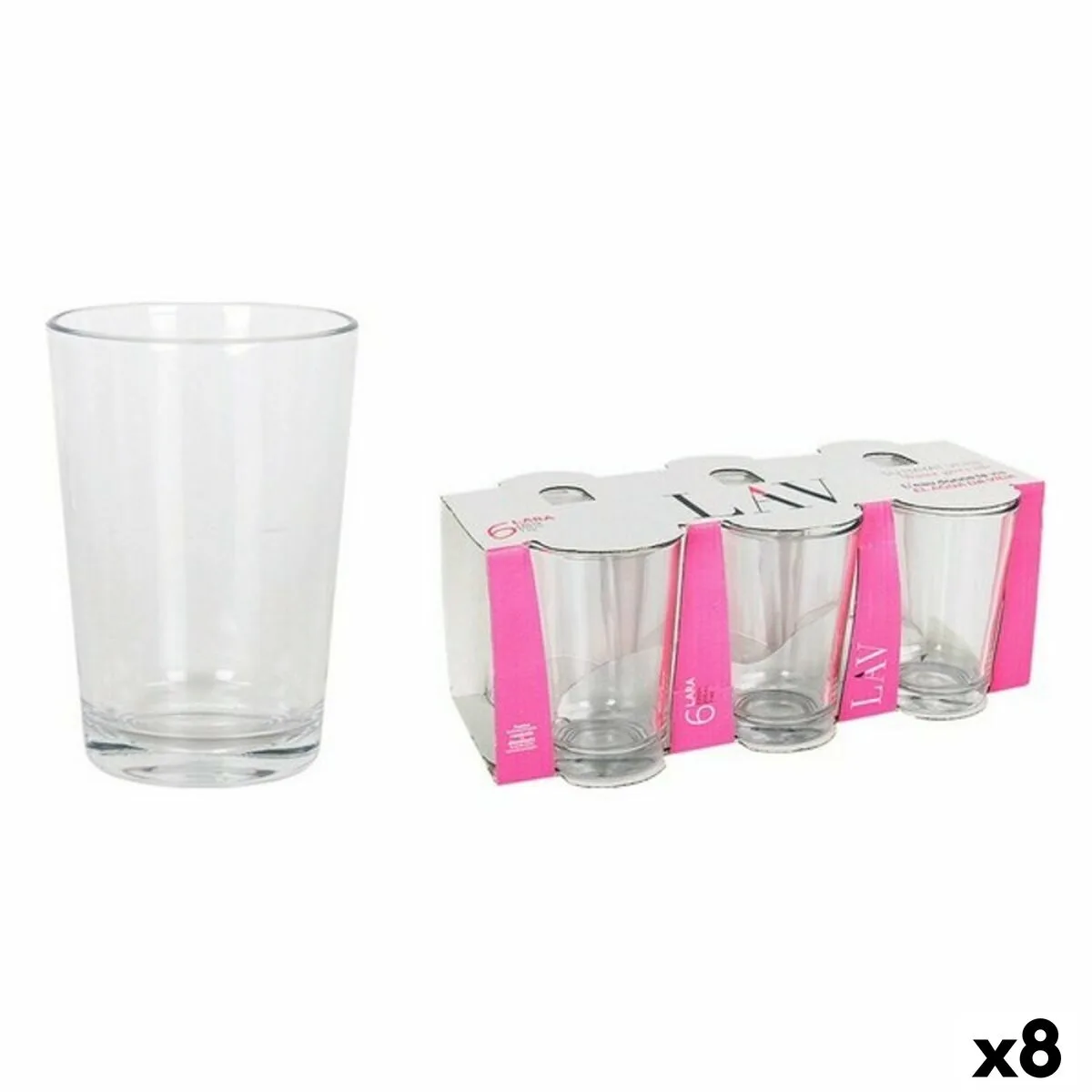 SET DE VASOS LAV LV-22010E CRISTAL 205 ML 6 PIEZAS (8 UNIDADES)
