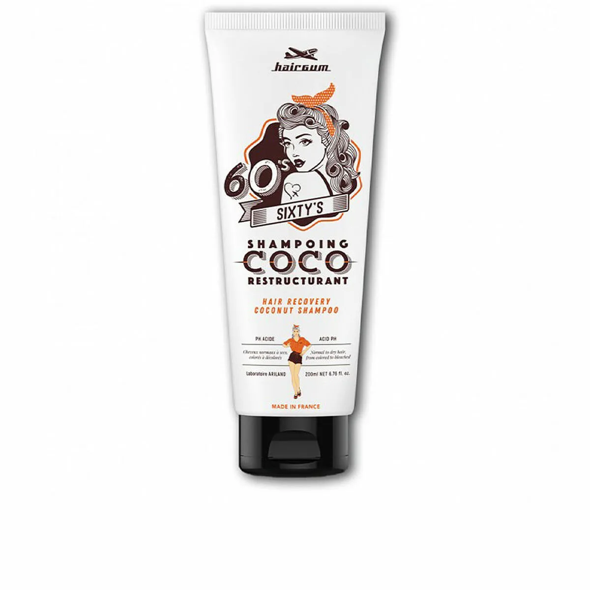 CHAMPÚ REESTRUCTURANTE HAIRGUM SIXTY'S COCO (200 ML)