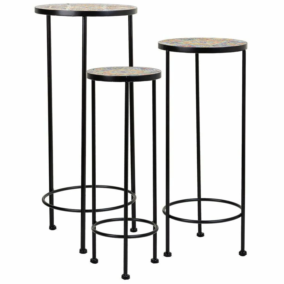 SOPORTE PARA MACETA ALEXANDRA HOUSE LIVING NEGRO HIERRO AZULEJO 30 X 68 X 30 CM 3 PIEZAS