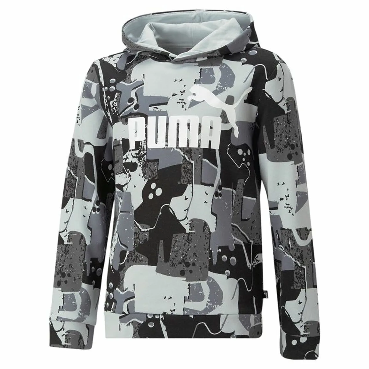 SUDADERA CON CAPUCHA NIÑO PUMA ESSENTIALS+ STREET ART NEGRO GRIS