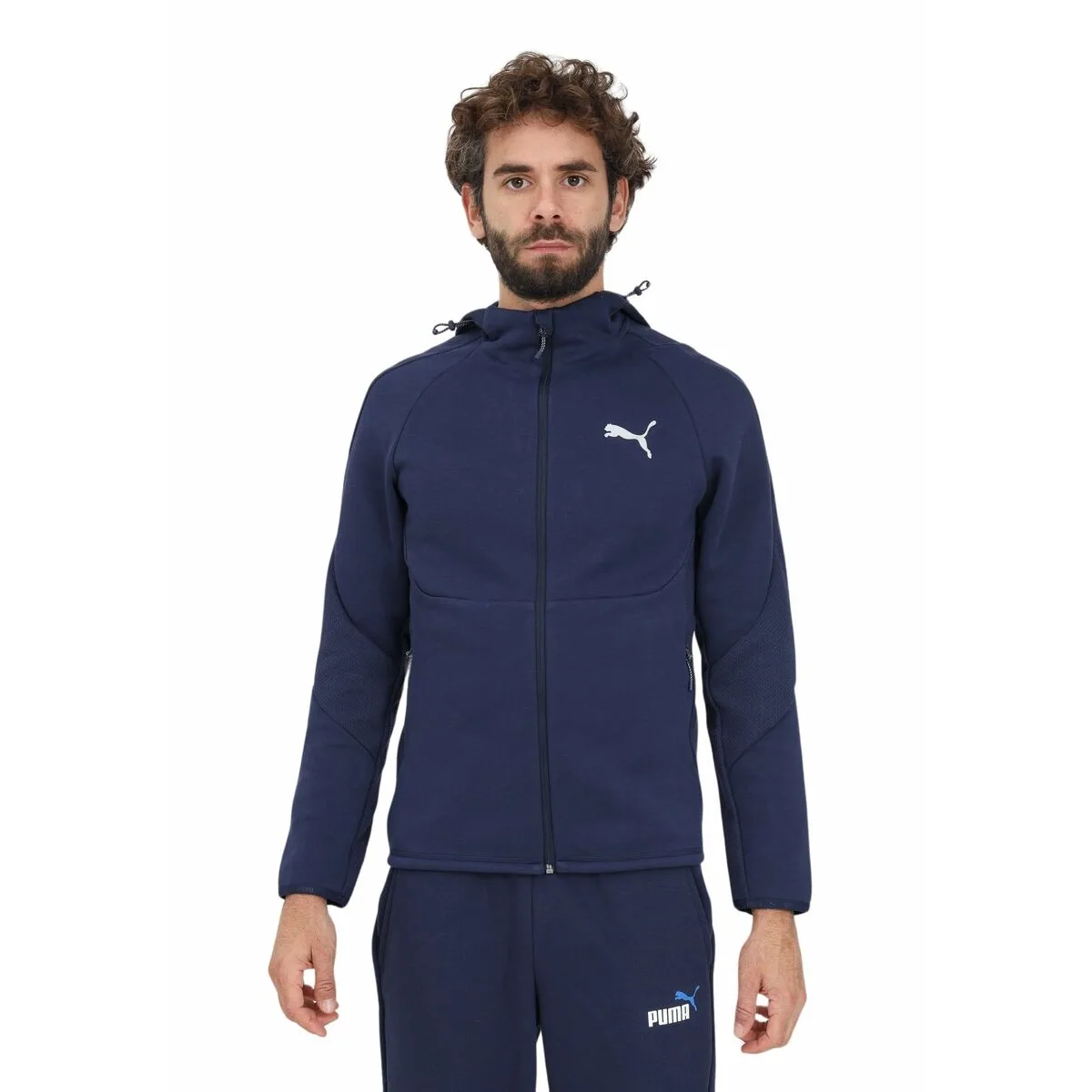 SUDADERA CON CAPUCHA Y CREMALLERA HOMBRE PUMA EVOSTRIPE FULL-ZIP AZUL MARINO
