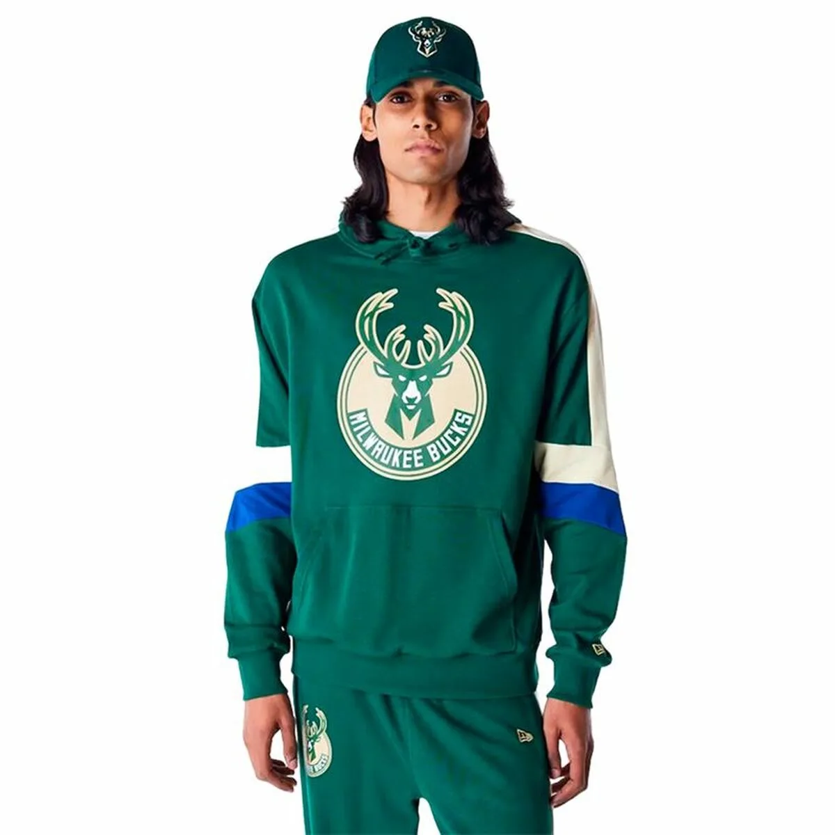 SUDADERA CON CAPUCHA HOMBRE NEW ERA COLOUR BLOCK OS MILWAUKEE BUCKS