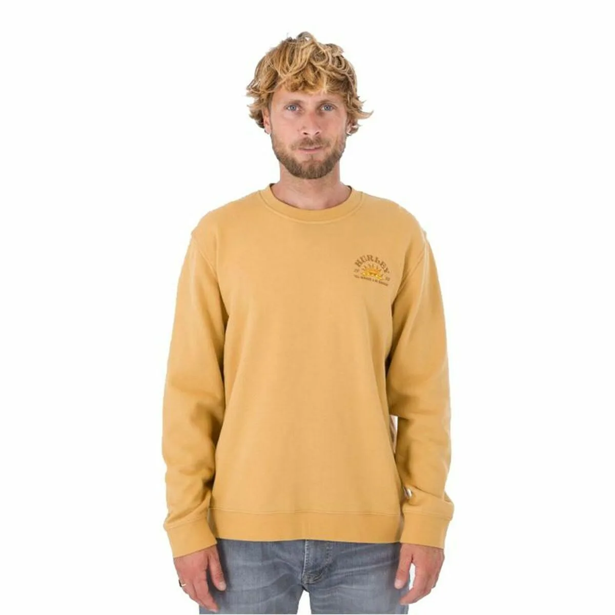 SUDADERA SIN CAPUCHA HOMBRE HURLEY NO BUMMERS OCRE