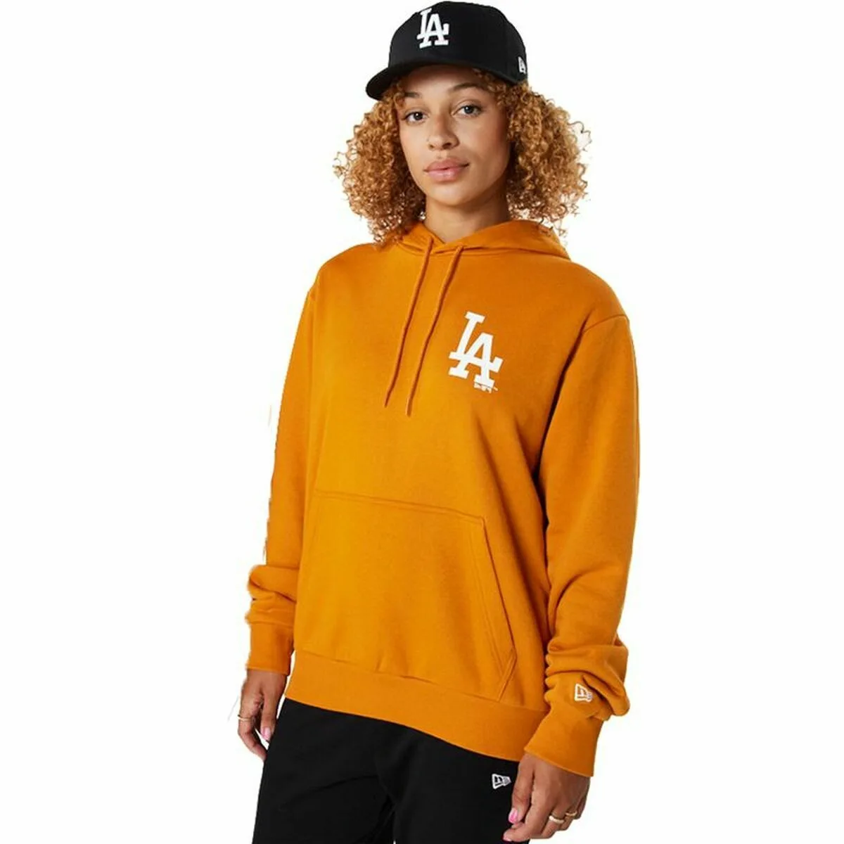 SUDADERA SIN CAPUCHA HOMBRE NEW ERA MLB LA DODGERS NARANJA