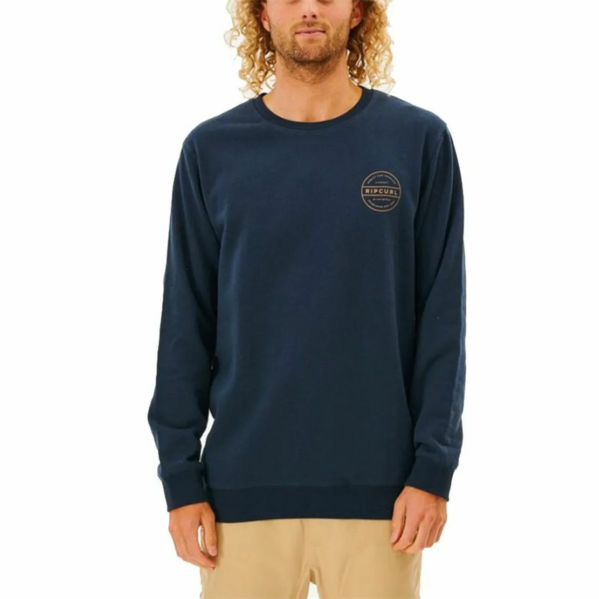 SUDADERA SIN CAPUCHA HOMBRE RIP CURL RE ENTRY CREW AZUL MARINO