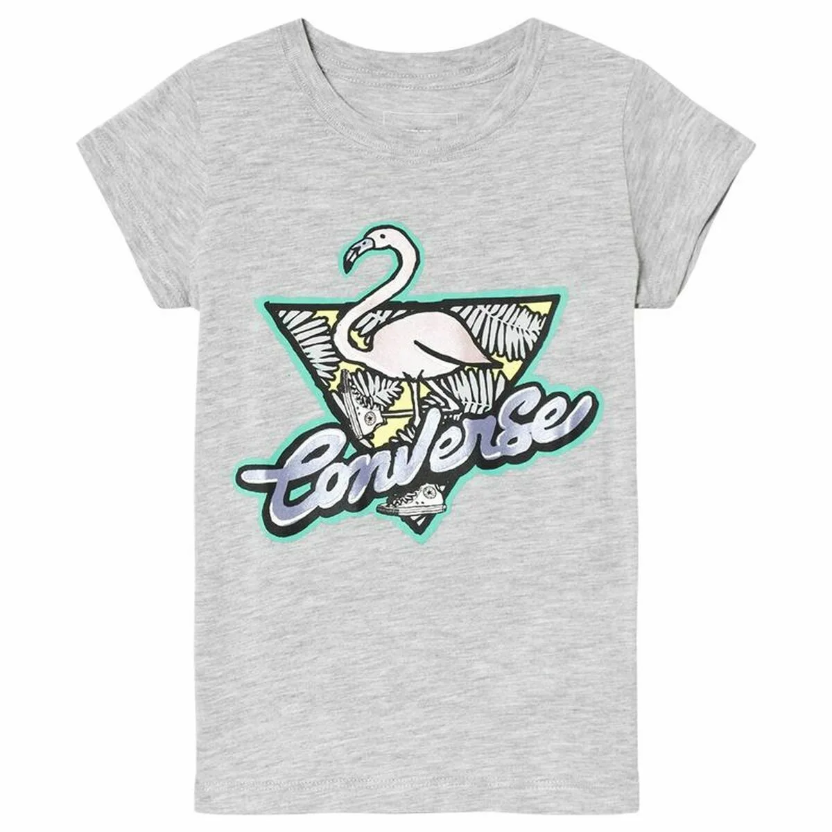 CAMISETA DE MANGA CORTA INFANTIL CONVERSE FLAMINGO GRIS CLARO