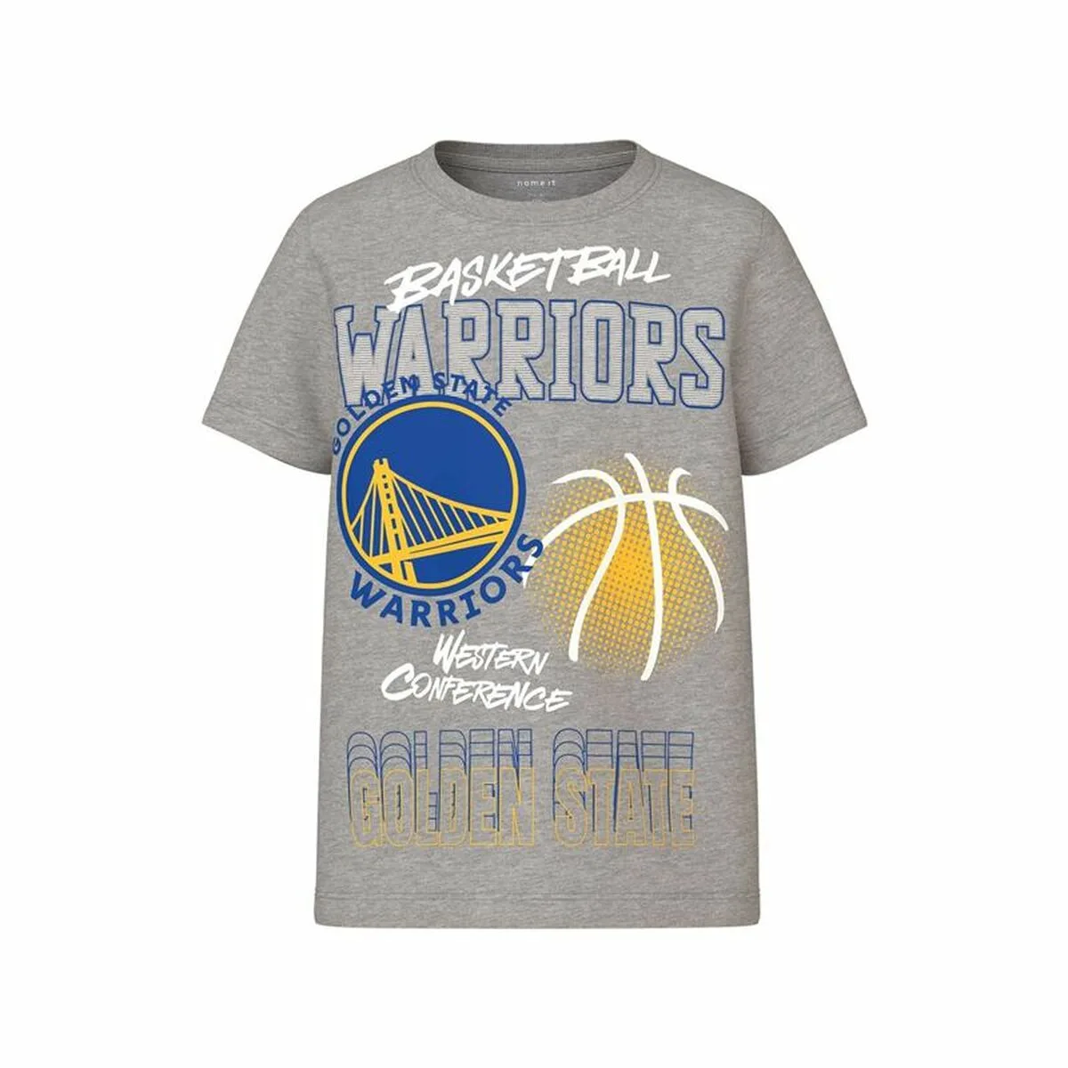CAMISETA DE MANGA CORTA INFANTIL NAME IT MJYG NBA BOX OUS GRIS CLARO