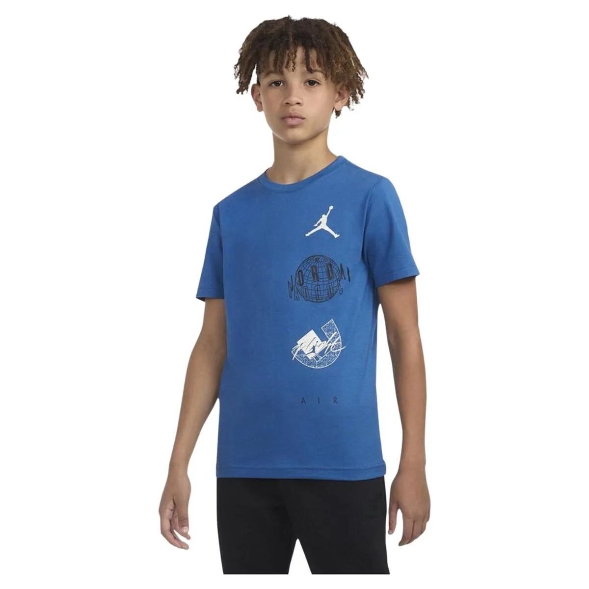 CAMISETA DE MANGA CORTA INFANTIL NIKE JDB AIR GLOBE JORDAN SS TEE 95D121 U1R AZUL