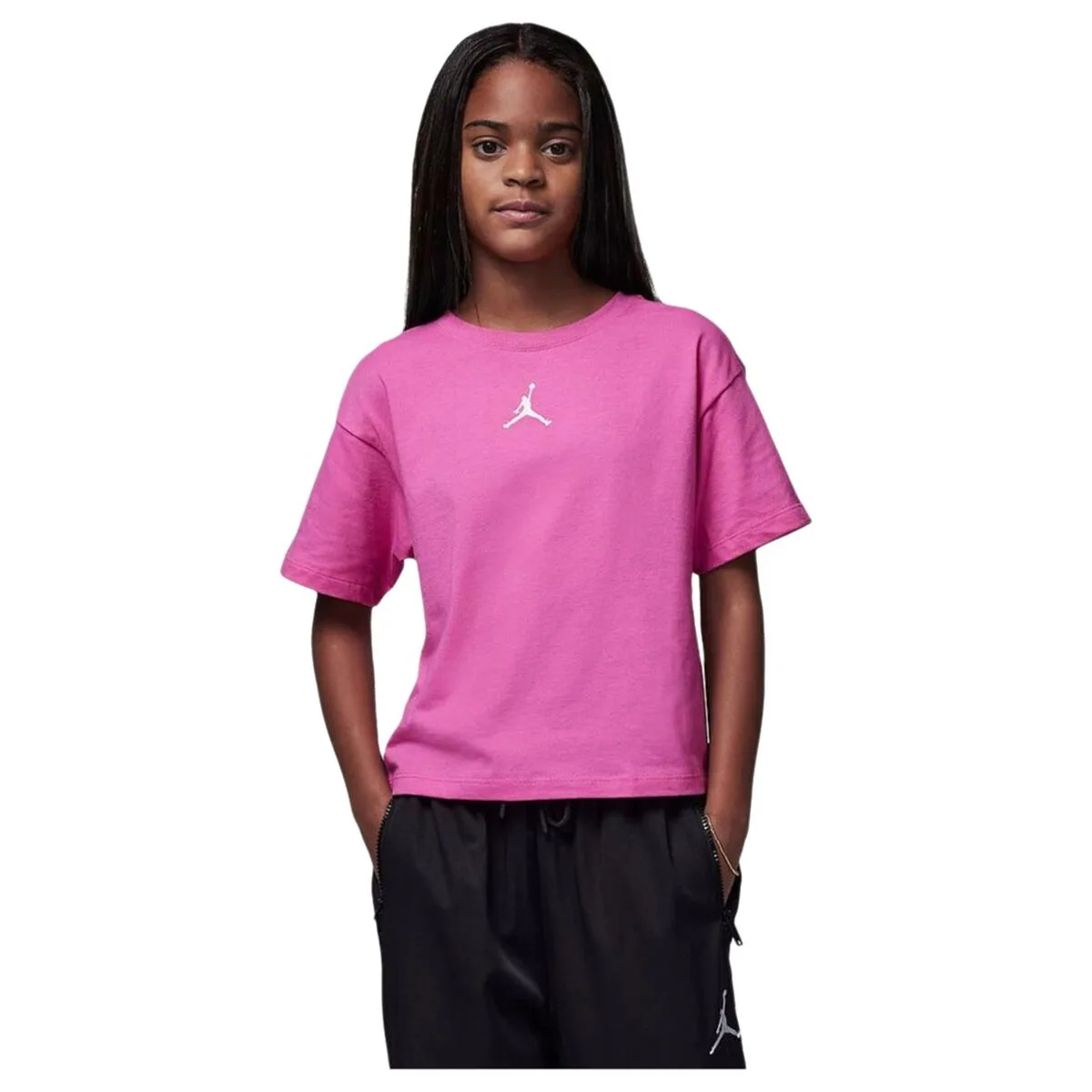 CAMISETA DE MANGA CORTA INFANTIL NIKE JDG JORDAN ESSENTIALS 45A770 P5D ROSA