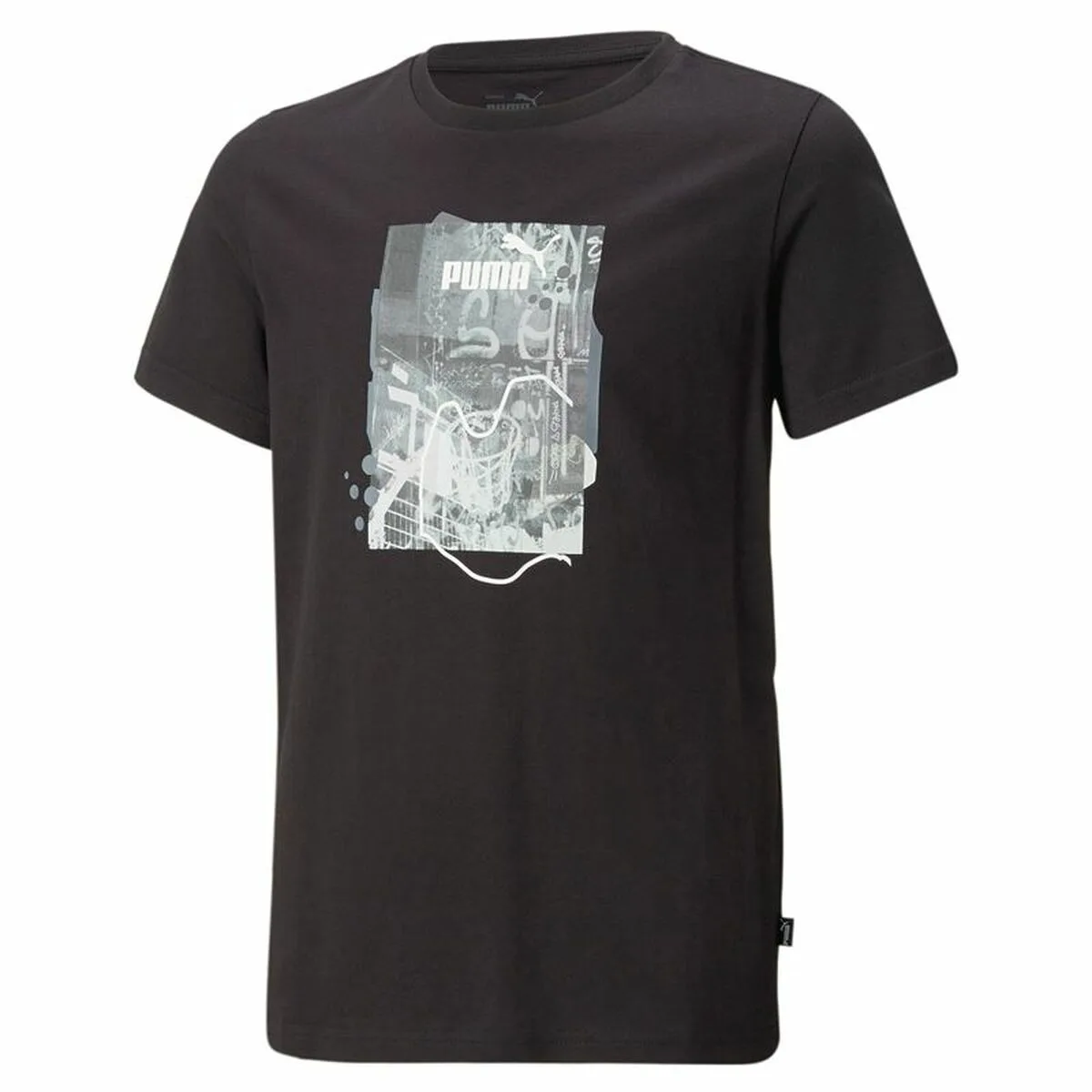CAMISETA DE MANGA CORTA NIÑO PUMA ESSENTIALS+ STREET ART GRAP NEGRO