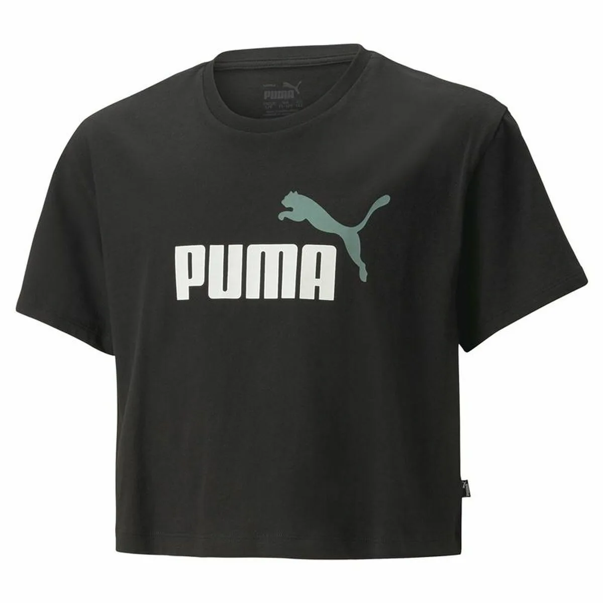 CAMISETA DE MANGA CORTA INFANTIL PUMA LOGO CROPPED  NEGRO