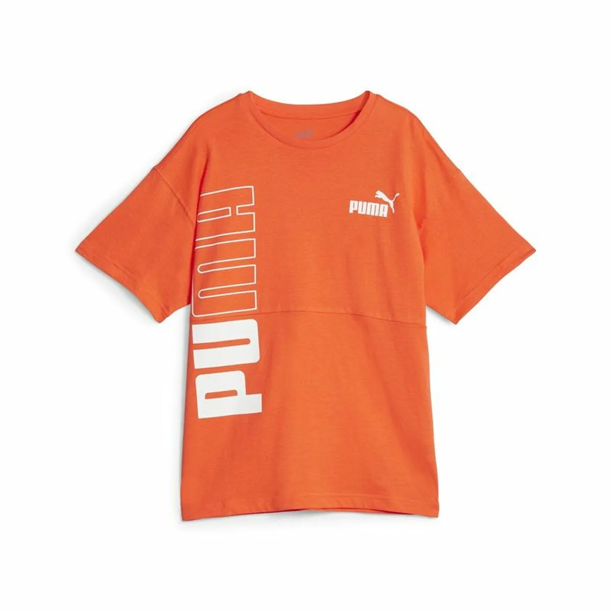 CAMISETA DE MANGA CORTA INFANTIL PUMA POWER COLORBLOCK NARANJA OSCURO