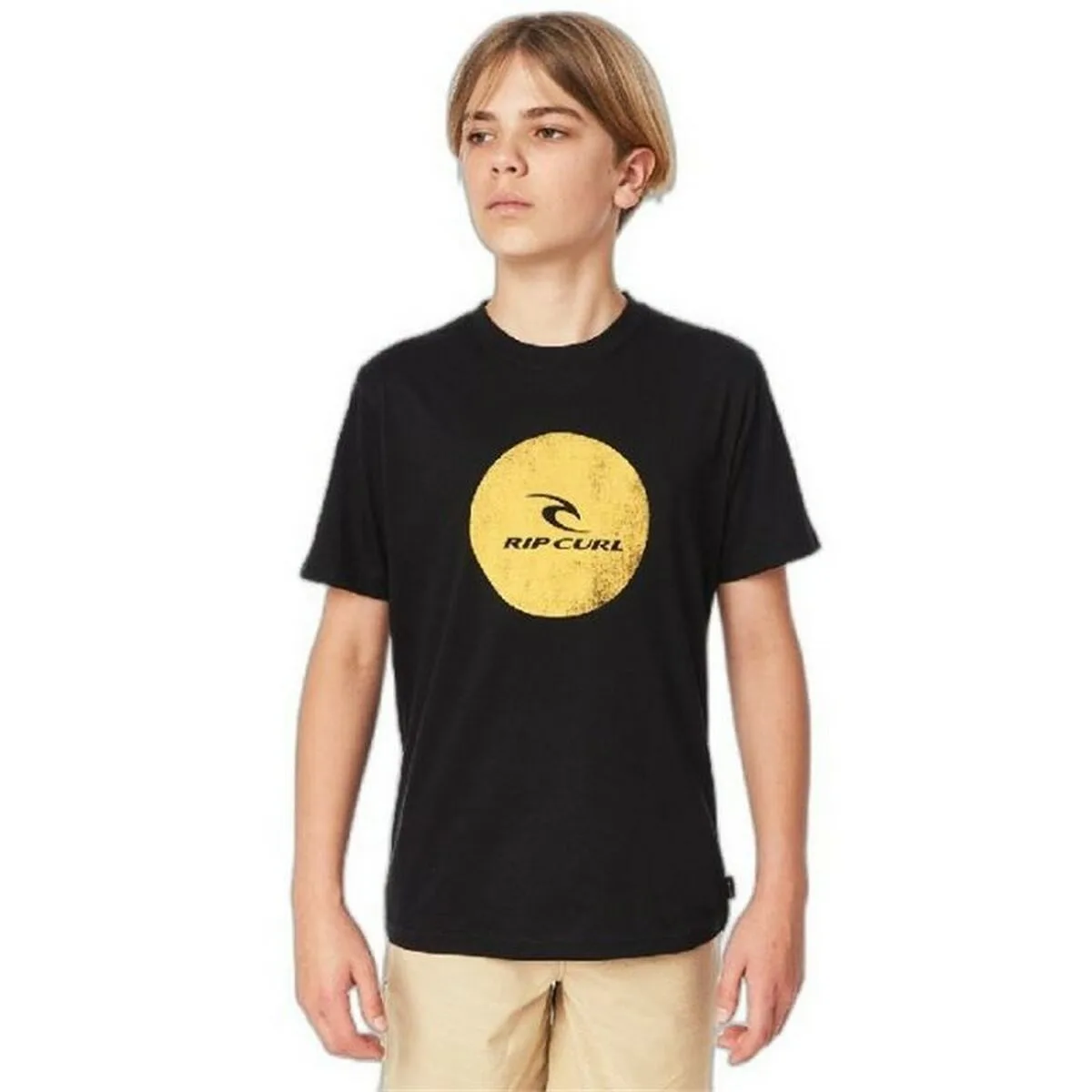 CAMISETA DE MANGA CORTA INFANTIL RIP CURL CORP ICON B NEGRO