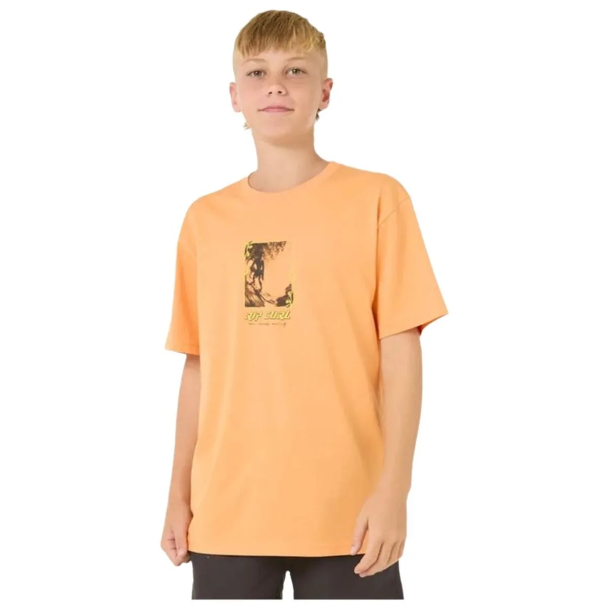 CAMISETA DE MANGA CORTA INFANTIL RIP CURL RAW ENERGY FRAME TEE NARANJA