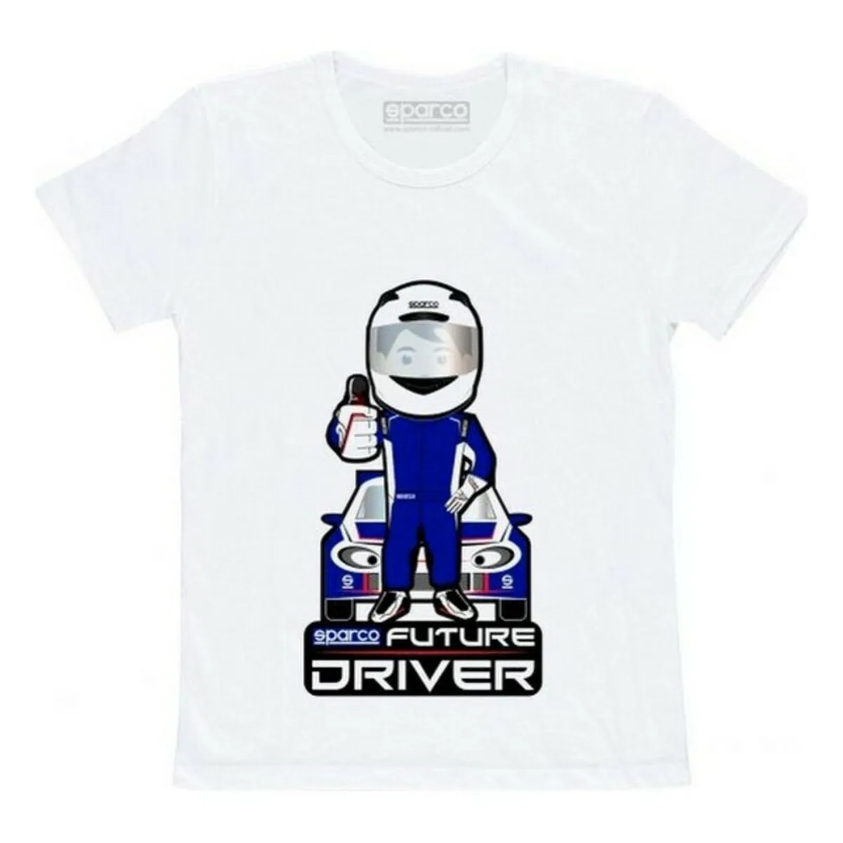 CAMISETA DE MANGA CORTA INFANTIL SPARCO FUTURE RACER BLANCO