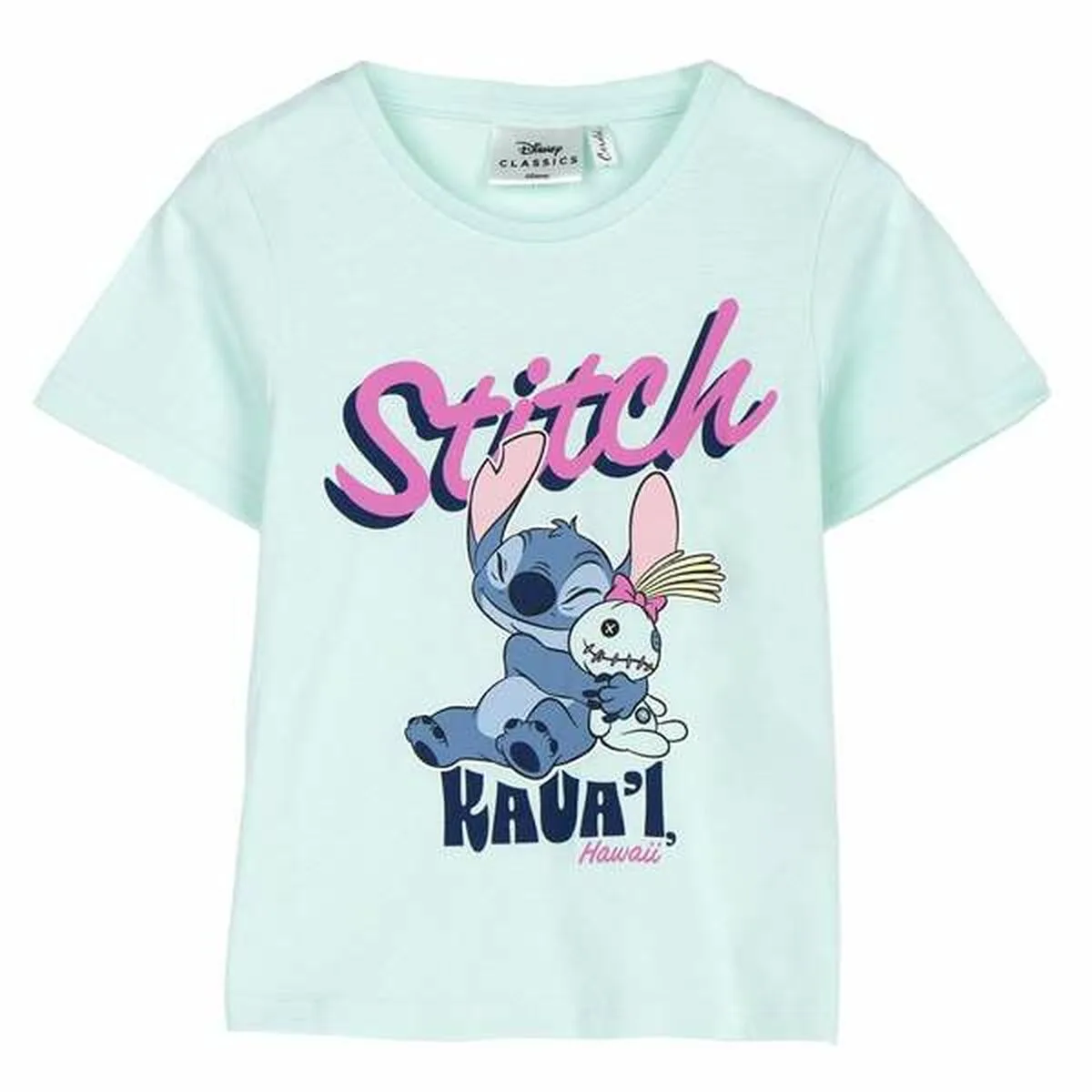 CAMISETA DE MANGA CORTA INFANTIL STITCH TURQUESA