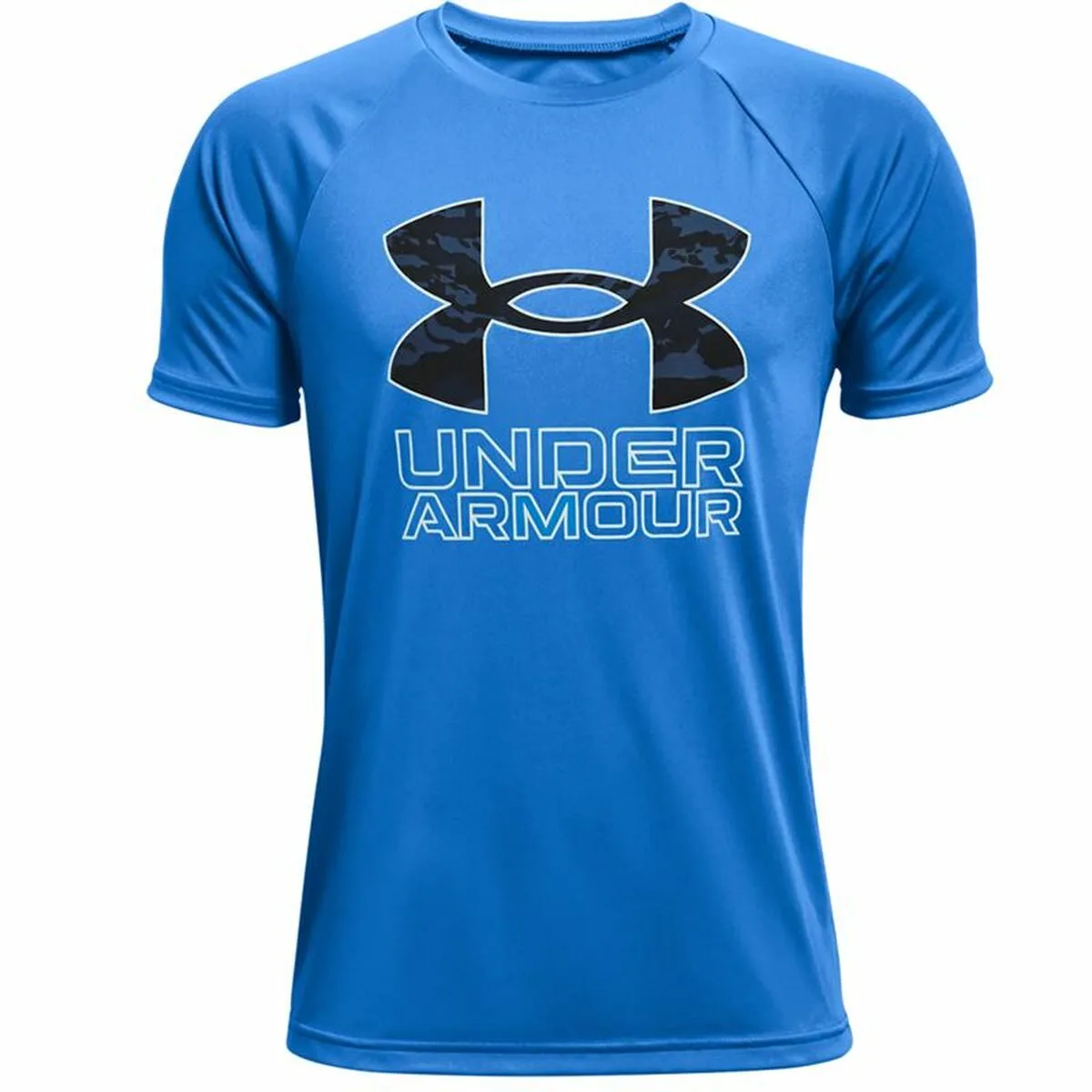 CAMISETA DE MANGA CORTA NIÑO UNDER ARMOUR TECH HYBRID AZUL