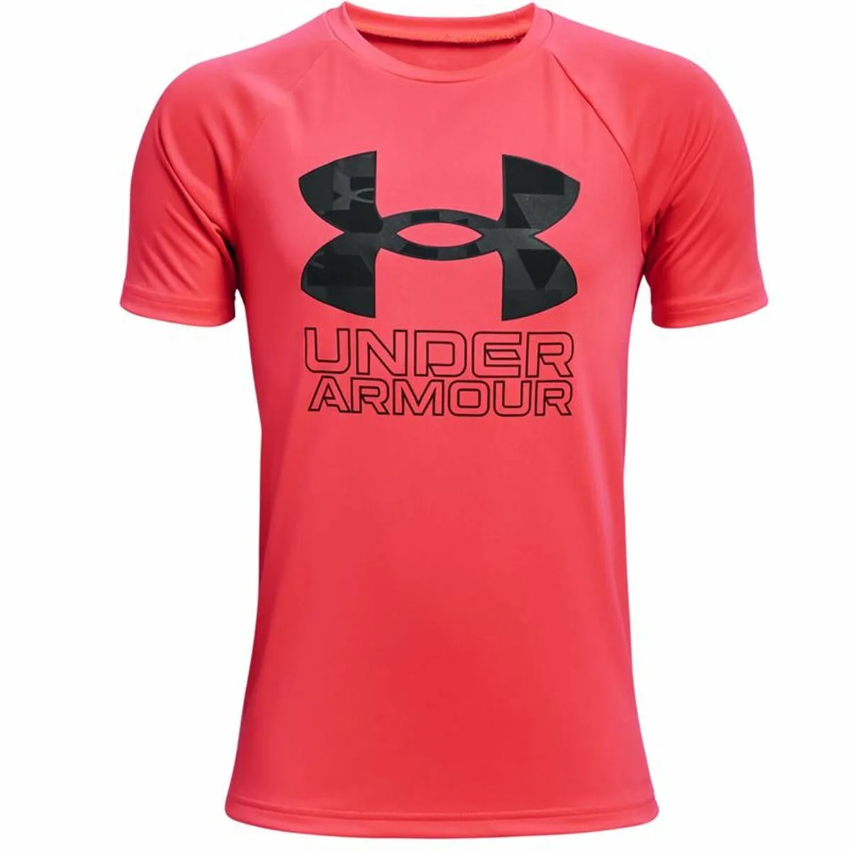 CAMISETA DE MANGA CORTA NIÑO UNDER ARMOUR TECH HYBRID ROJO