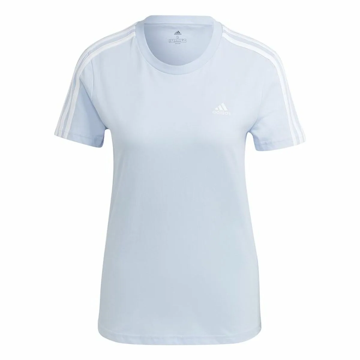 CAMISETA DE MANGA CORTA MUJER ADIDAS 3 STRIPES AZUL CLARO