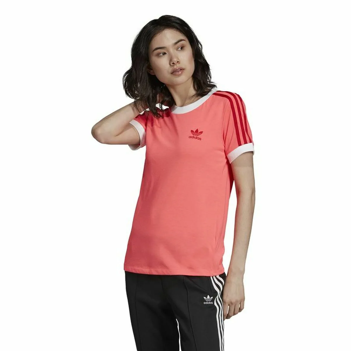 CAMISETA DE MANGA CORTA MUJER ADIDAS 3 STRIPES SALMÓN