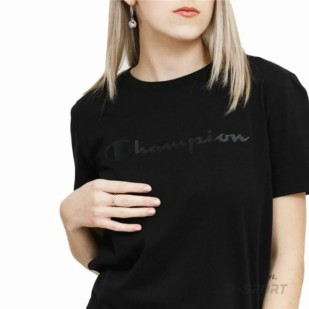 CAMISETA DE MANGA CORTA MUJER CHAMPION CREWNECK  NEGRO