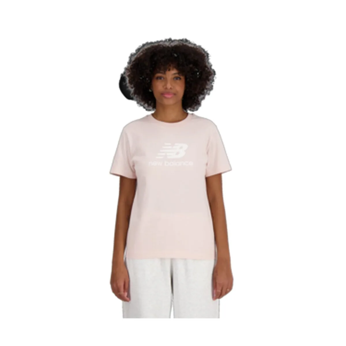 CAMISETA DE MANGA CORTA MUJER NEW BALANCE ESSENJERSEY LOGO WT41502 OUK ROSA