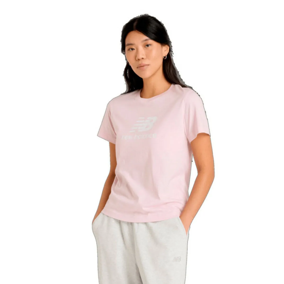 CAMISETA DE MANGA CORTA MUJER NEW BALANCE SE JR LOGO TEE WT41502 RSG ROSA