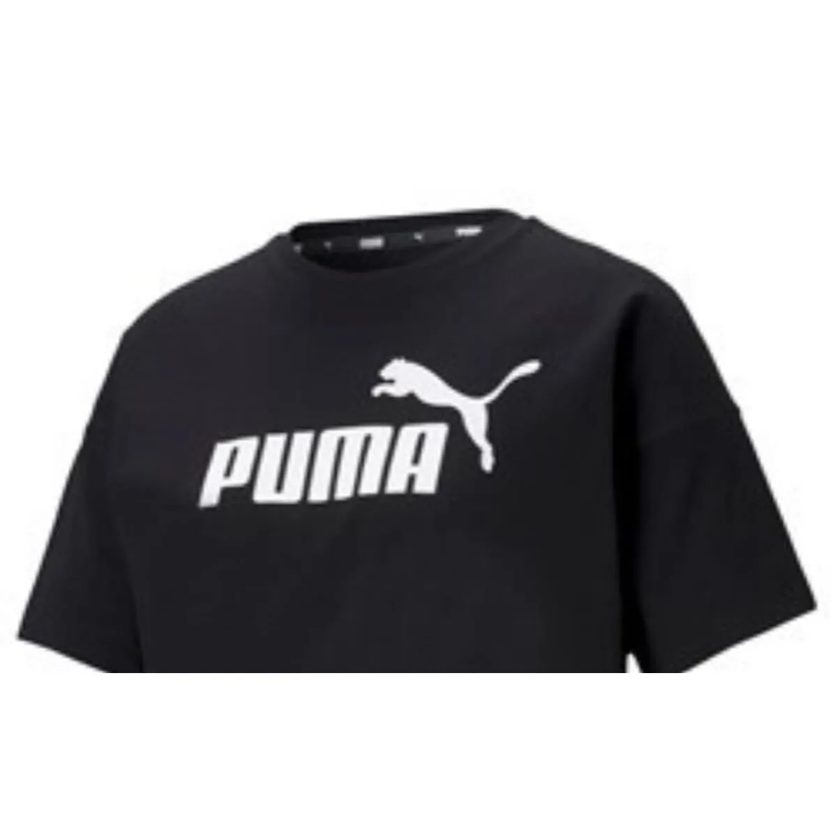CAMISETA DE MANGA CORTA MUJER PUMA CROPPED LOGO TEE 586866 01  NEGRO