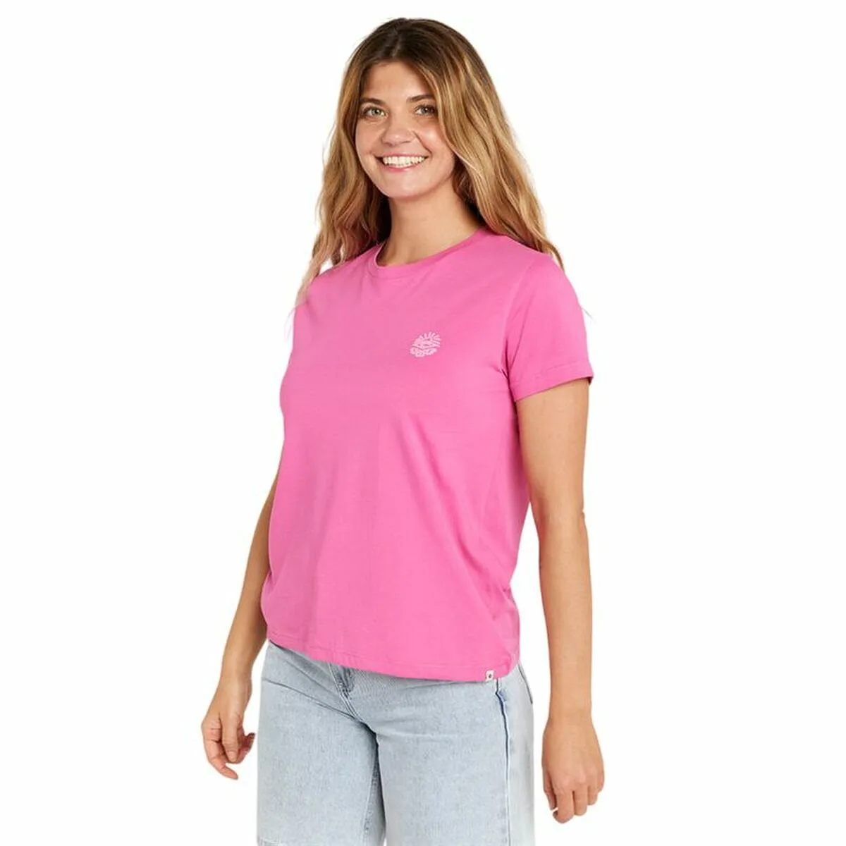CAMISETA DE MANGA CORTA MUJER RIP CURL RE-ENTRY CREW TEE ROSA FUCSIA