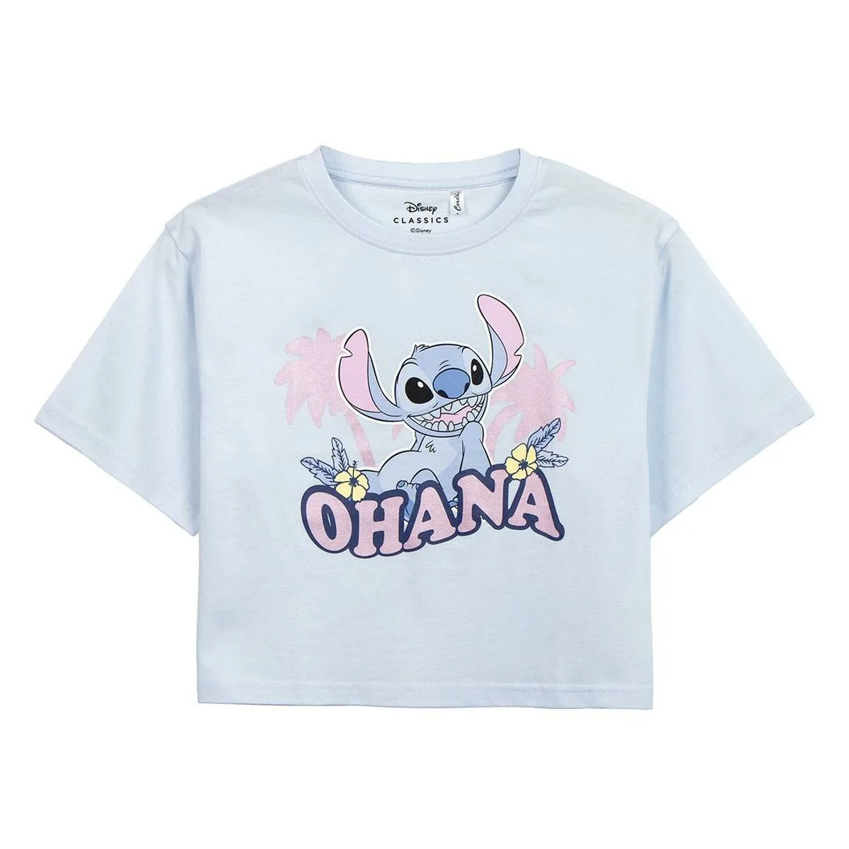 CAMISETA DE MANGA CORTA MUJER STITCH ROSA CLARO