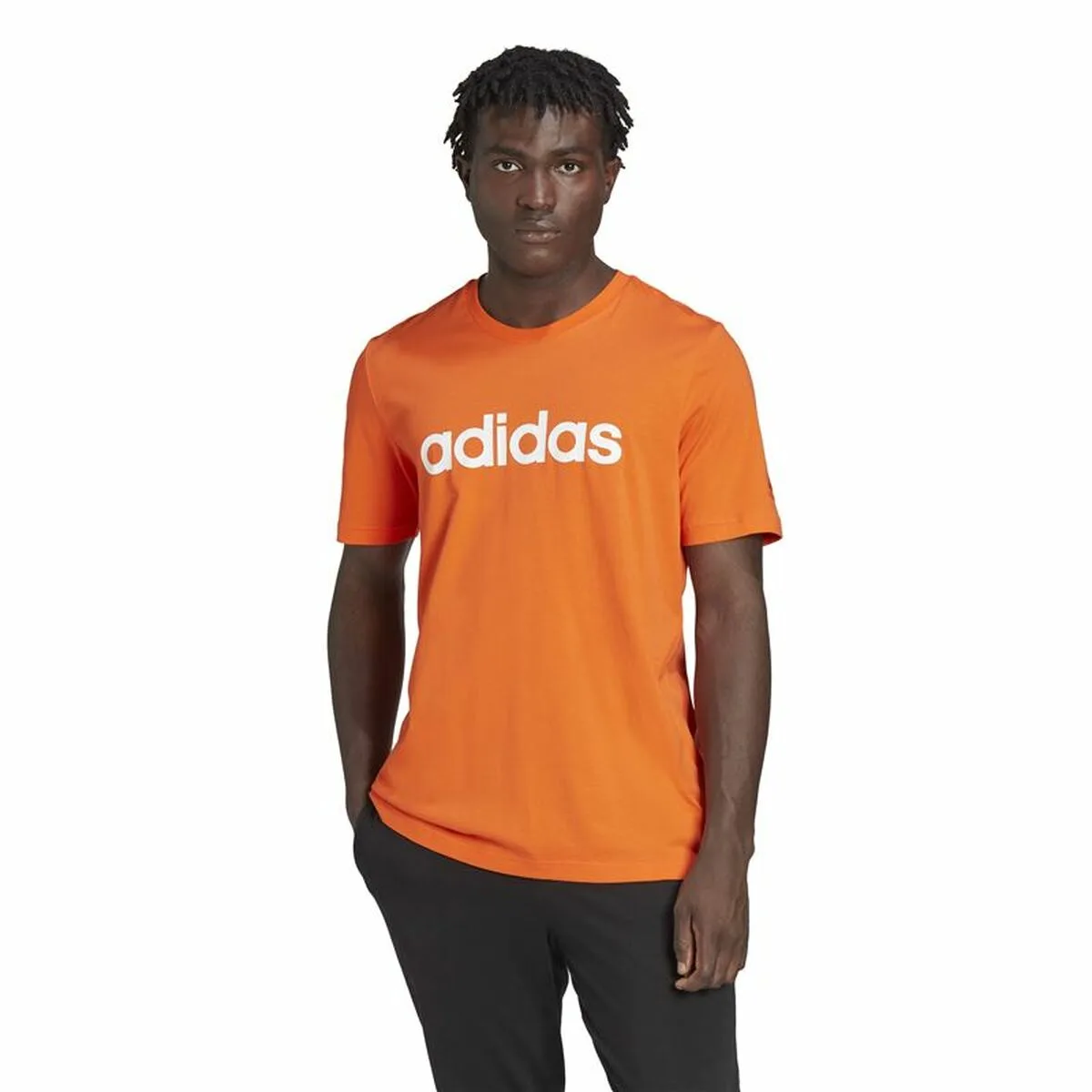 CAMISETA DE MANGA CORTA HOMBRE ADIDAS  ESSENTIALS EMBROIDERED LINEAR NARANJA