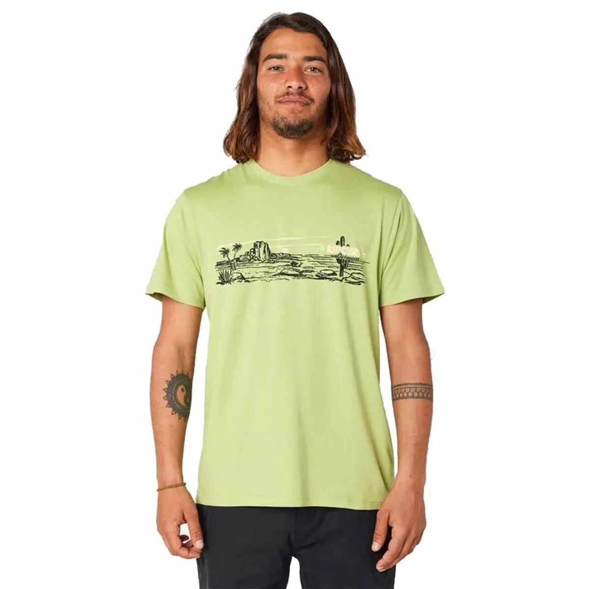 CAMISETA DE MANGA CORTA HOMBRE RIP CURL PARADISE LAND VERDE CLARO