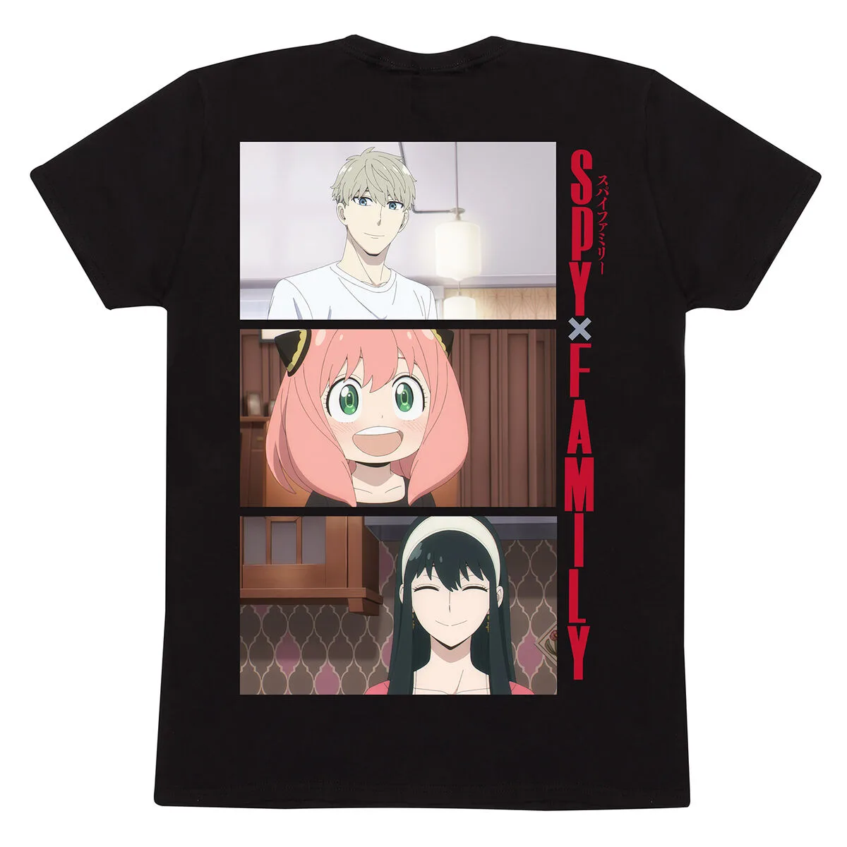 CAMISETA DE MANGA CORTA SPY X FAMILY TRIO SHOTS NEGRO UNISEX