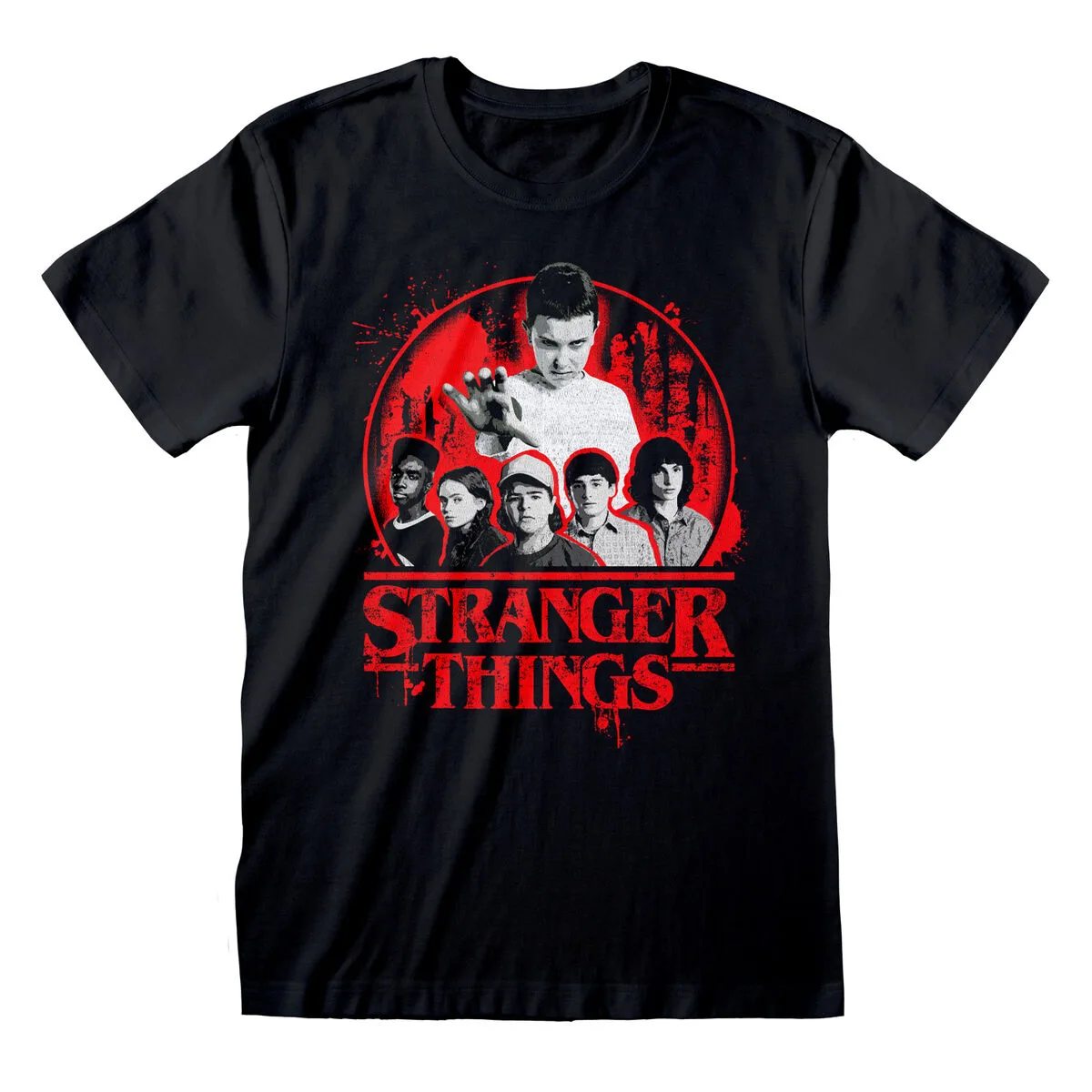 CAMISETA DE MANGA CORTA STRANGER THINGS CIRCLE LOGO NEGRO UNISEX