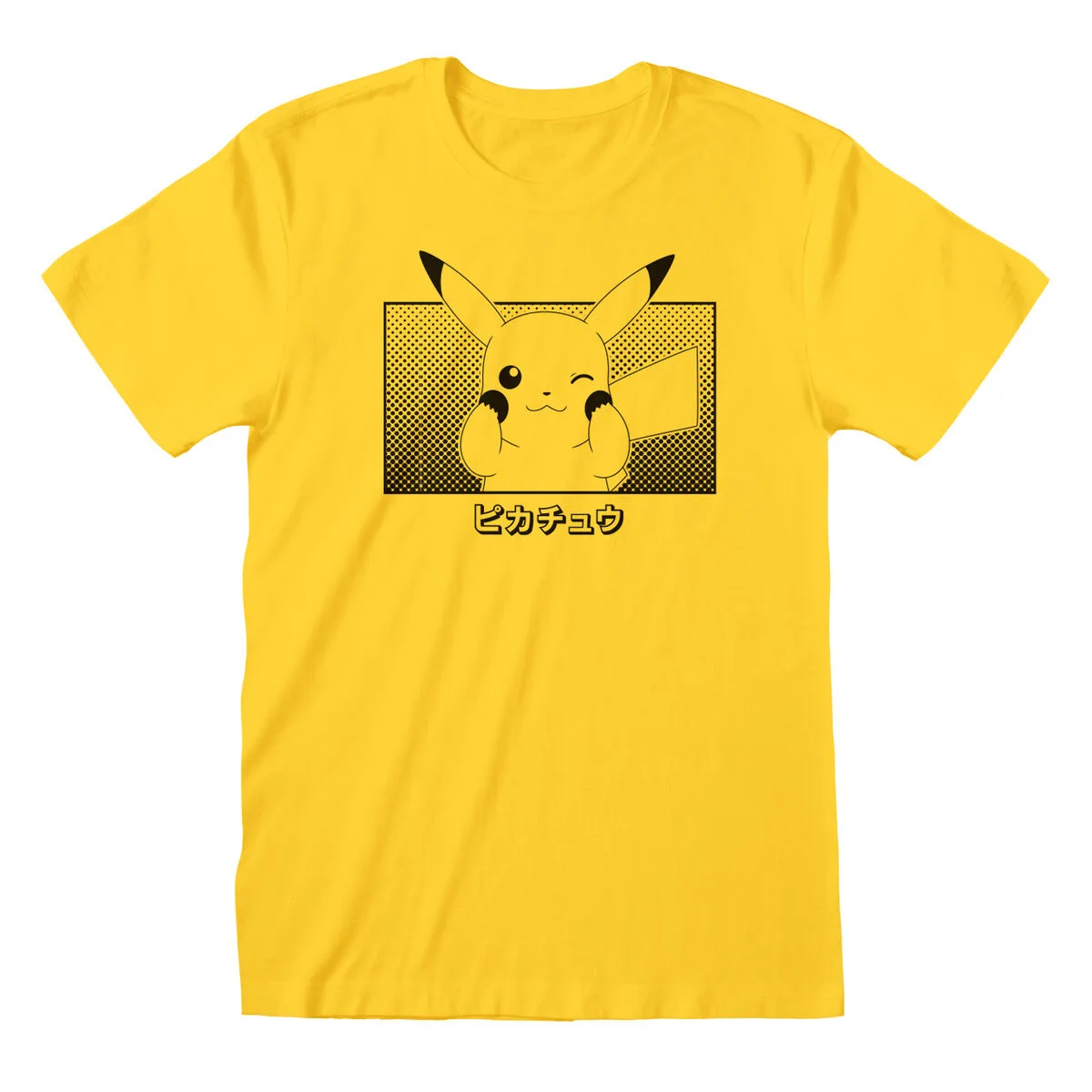 CAMISETA DE MANGA CORTA UNISEX POKÉMON PIKACHU KATAKANA AMARILLO